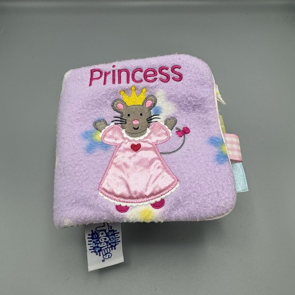2005 My First Taggies Princess Book Soft Plush Fleece Cloth Mouse Cat Rabbit 6"